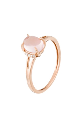 ##Bague Cinderella Or rose, diamants et quartz