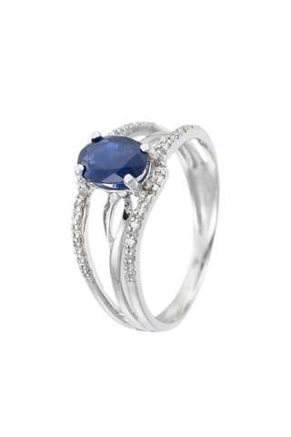 ##Bague Saphir Aérien Or blanc, diamants et saphir