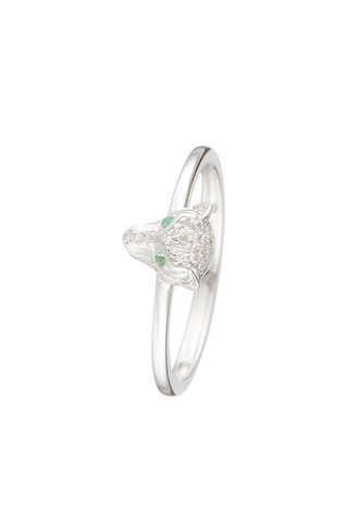 ##Bague Cheetah Or blanc, diamants  et émeraudes