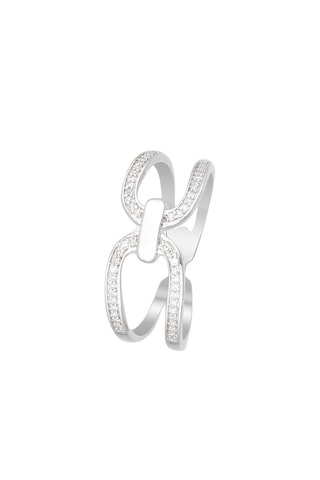 ##Bague Simple Link Or blanc et diamants