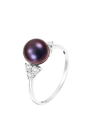 ##Bague Triangle & Pearl 
Or blanc, diamants et perle de culture