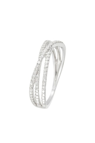 ##Bague Entrelacs Pétillant  Or blanc et diamants