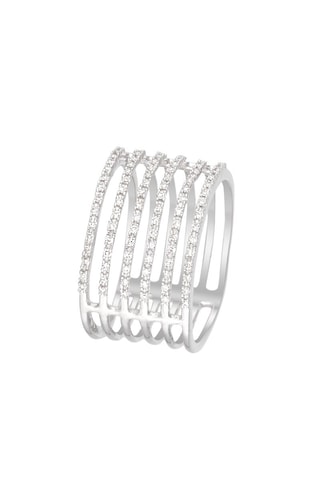 ##Bague 6 Rangs Or blanc et diamants