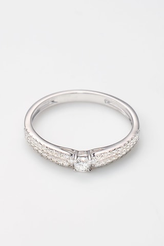 ##Bague Amelia Or blanc, diamants et citrine