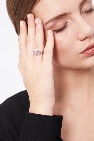 ##Bague L'Eclosion - Or blanc, diamants et pierres semi-précieuses