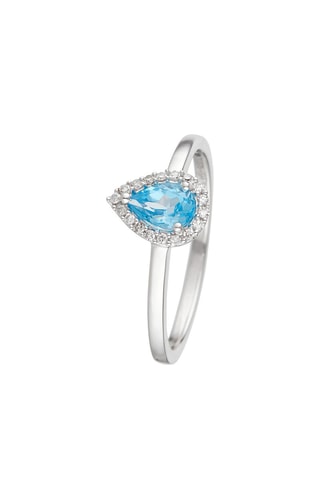 ##Bague Reflet Or blanc, topaze et diamants