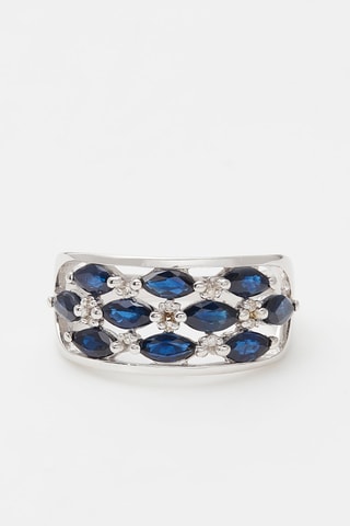 ##Bague Blue baroness Or blanc, diamants et saphirs