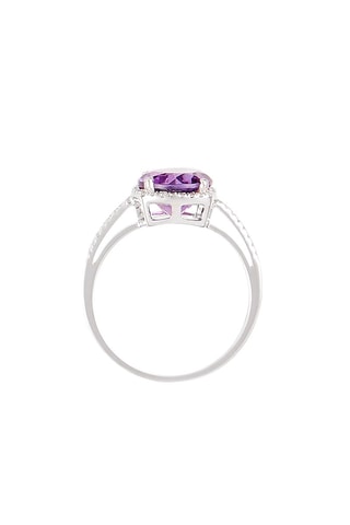 ##Bague Popi Coussin - Or blanc, diamants et améthyste