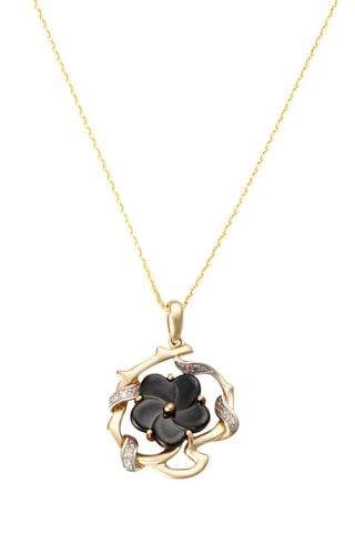##Pendentif Fleur torsadée - Or jaune et diamants