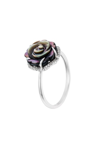 Ring Diamond's Rose - Witgoud, Parelmoer en Diamanten