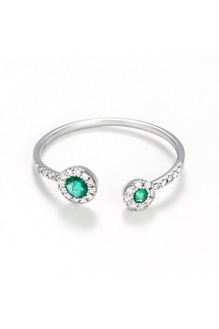 Ring Double Emeraudes - Witgoud, Diamanten en Smaragden