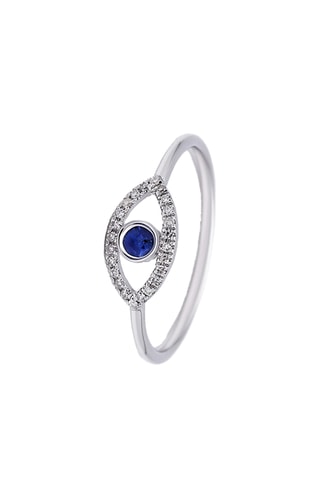 Ring Yeux de Saphir - Witgoud, Diamanten en Saffier