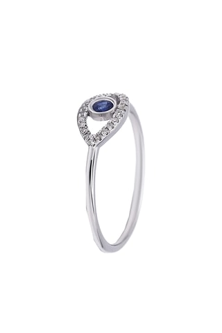 Ring Yeux de Saphir - Witgoud, Diamanten en Saffier