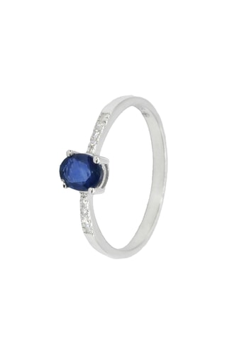 Ring Crépuscule - Witgoud, Diamanten en Saffier