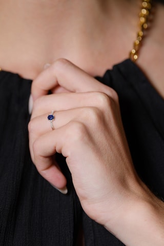 Ring Crépuscule - Witgoud, Diamanten en Saffier