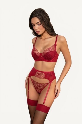 Tanga et porte-jarretelles Prima - Bordeaux