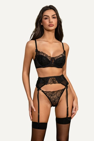 Tanga et porte-jarretelles Prima - Noir