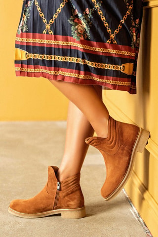 Nubuck Enkellaarzen Camel - Bruin