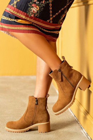 Nubuck Enkellaarzen Camel - Bruin