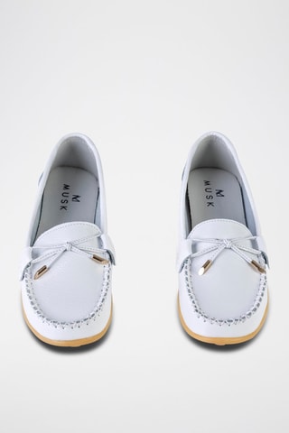Mocassins en cuir - Beige et blanc