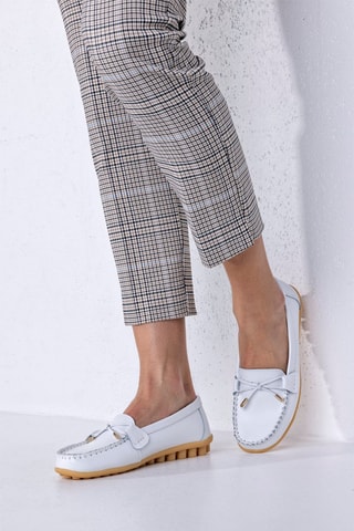 Mocassins en cuir - Beige et blanc