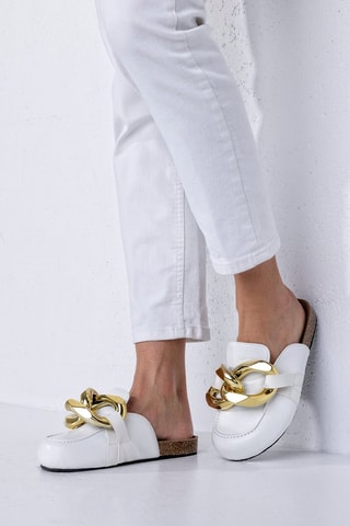Mules - Blanc et doré