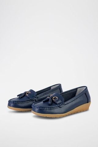 Mocassins compensés - Beige et bleu