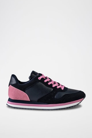 Wedge Sneakers Marineblauw en Roze - Zwart
