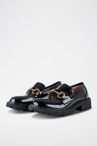 Mocassins vernis - Noir et doré
