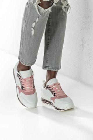 Wedge Sneakers Wit en Roze - Wit