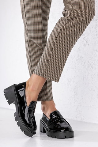 Gelakte Mocassins  Zwart - Zwart
