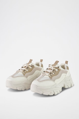 Platform Sneakers  Wit en Beige - Wit