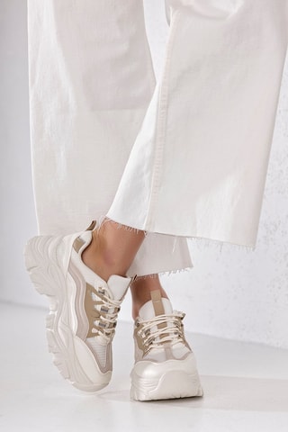 Platform Sneakers  Wit en Beige - Wit