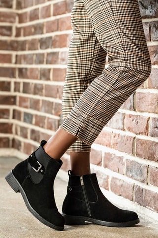 Nubuck Enkellaarzen Zwart - Zwart