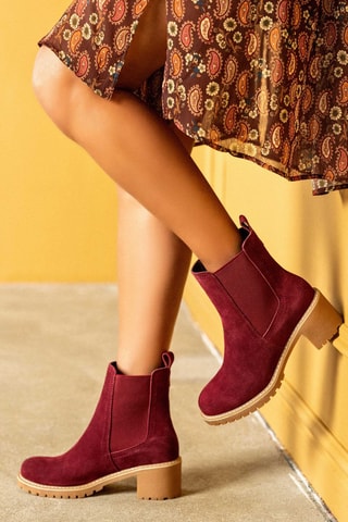 Nubuck Chelsea Boots Bordeauxrood - Rood
