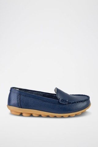 Mocassins en cuir - Beige et bleu