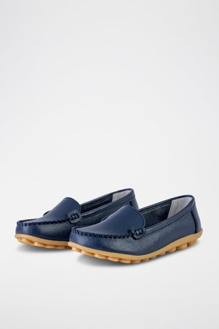 Mocassins en cuir - Beige et bleu