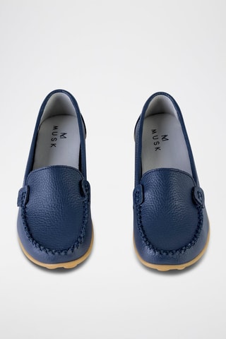 Mocassins en cuir - Beige et bleu