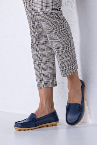 Mocassins en cuir - Beige et bleu