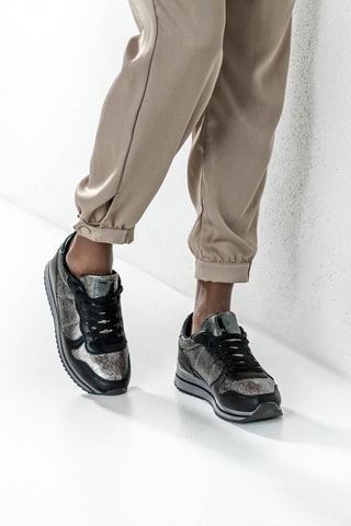 Wedge Sneakers Zwart en Zilverkleurig - Zwart