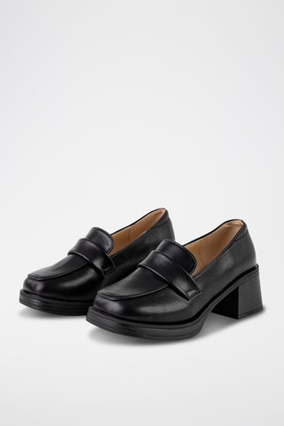 Mocassins met Hak  Zwart - Zwart