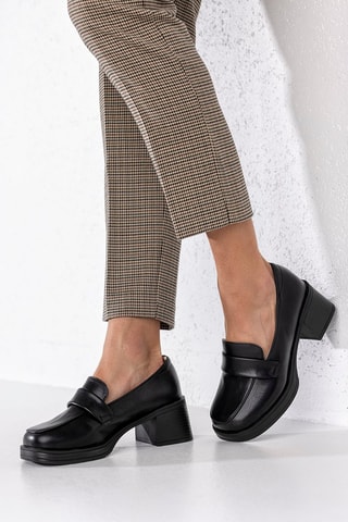 Mocassins met Hak  Zwart - Zwart