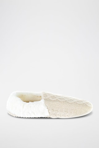 Gevoerde Pantoffels Beige en Wit - Wit