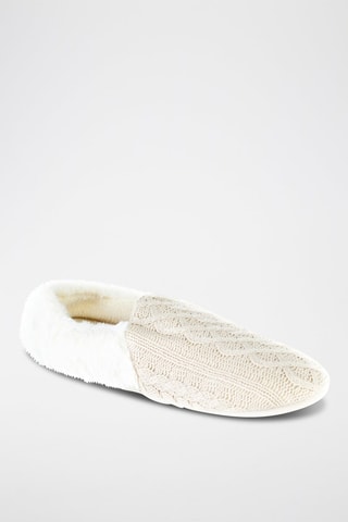 Gevoerde Pantoffels Beige en Wit - Wit