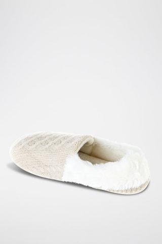 Gevoerde Pantoffels Beige en Wit - Wit