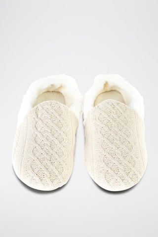 Gevoerde Pantoffels Beige en Wit - Wit