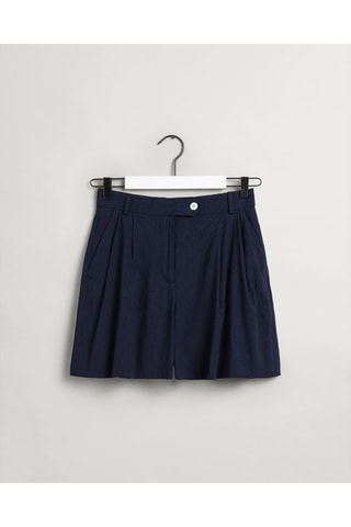 Short en lin taille haute - Bleu foncé