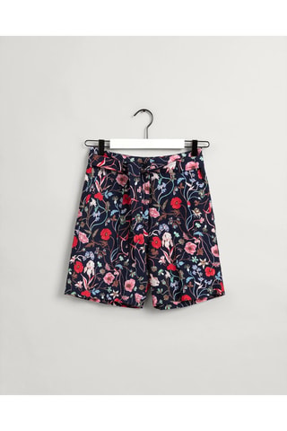 Short en lin taille haute - Bleu foncé