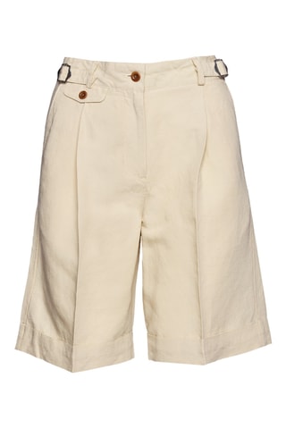 Short en lin taille haute - Beige