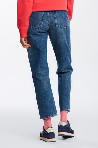 Jean straight taille haute - Bleu